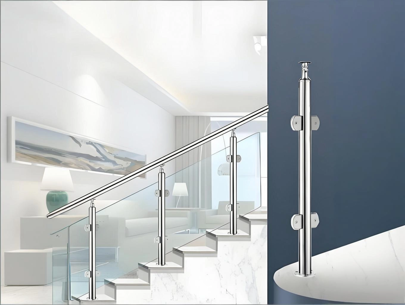 Prefabricated Stainless Steel Glass Railing Posts China Factory