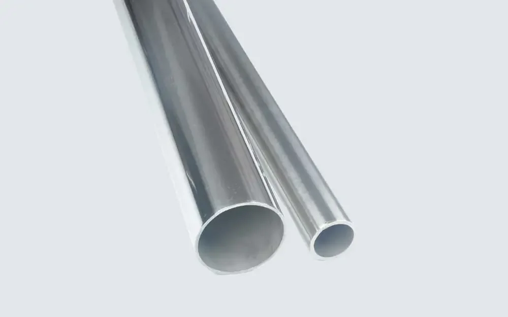 Close-up of polished stainless steel tube ends