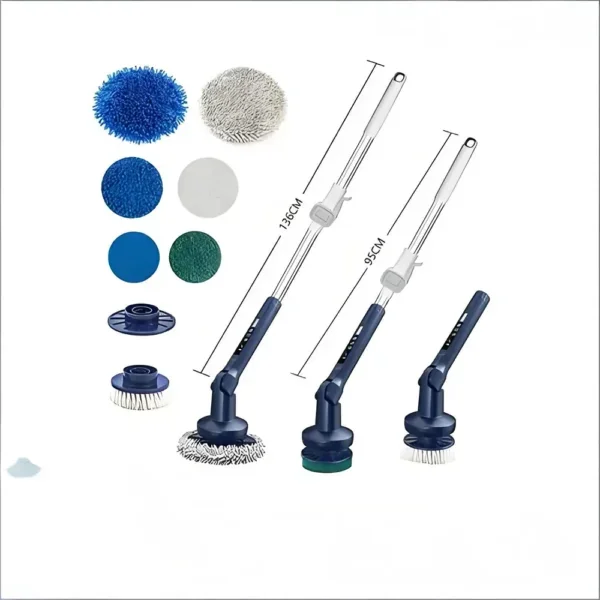 Electric cleaning brush with telescopic stainless steel poles