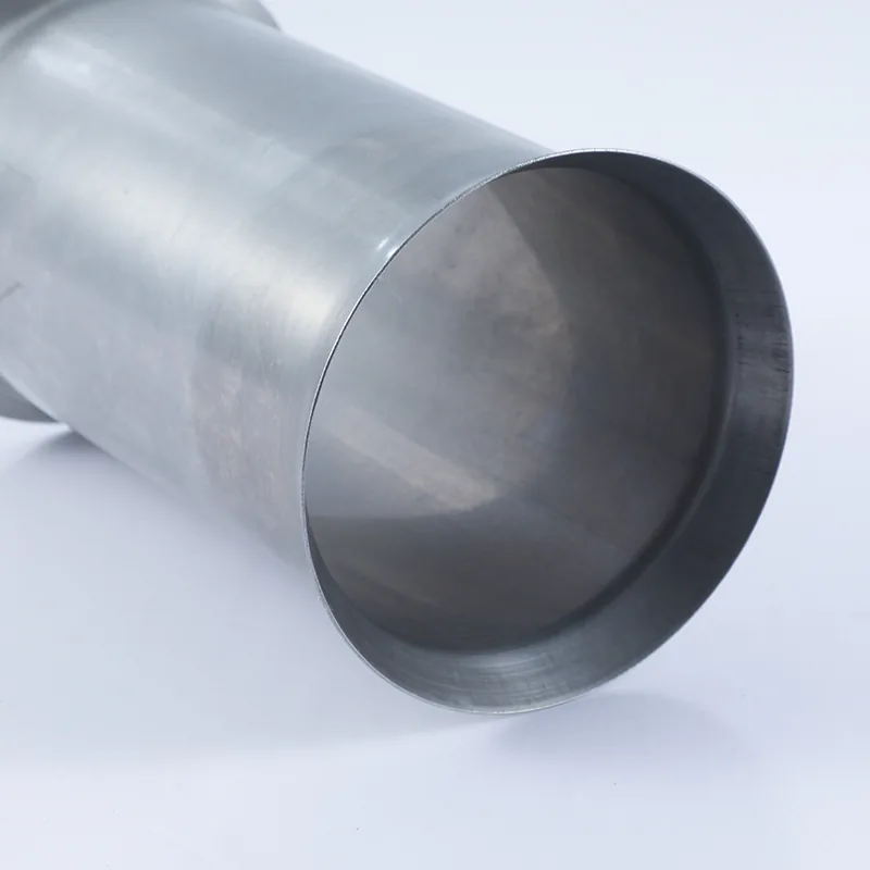 Flared stainless steel tube end showing secondary end forming