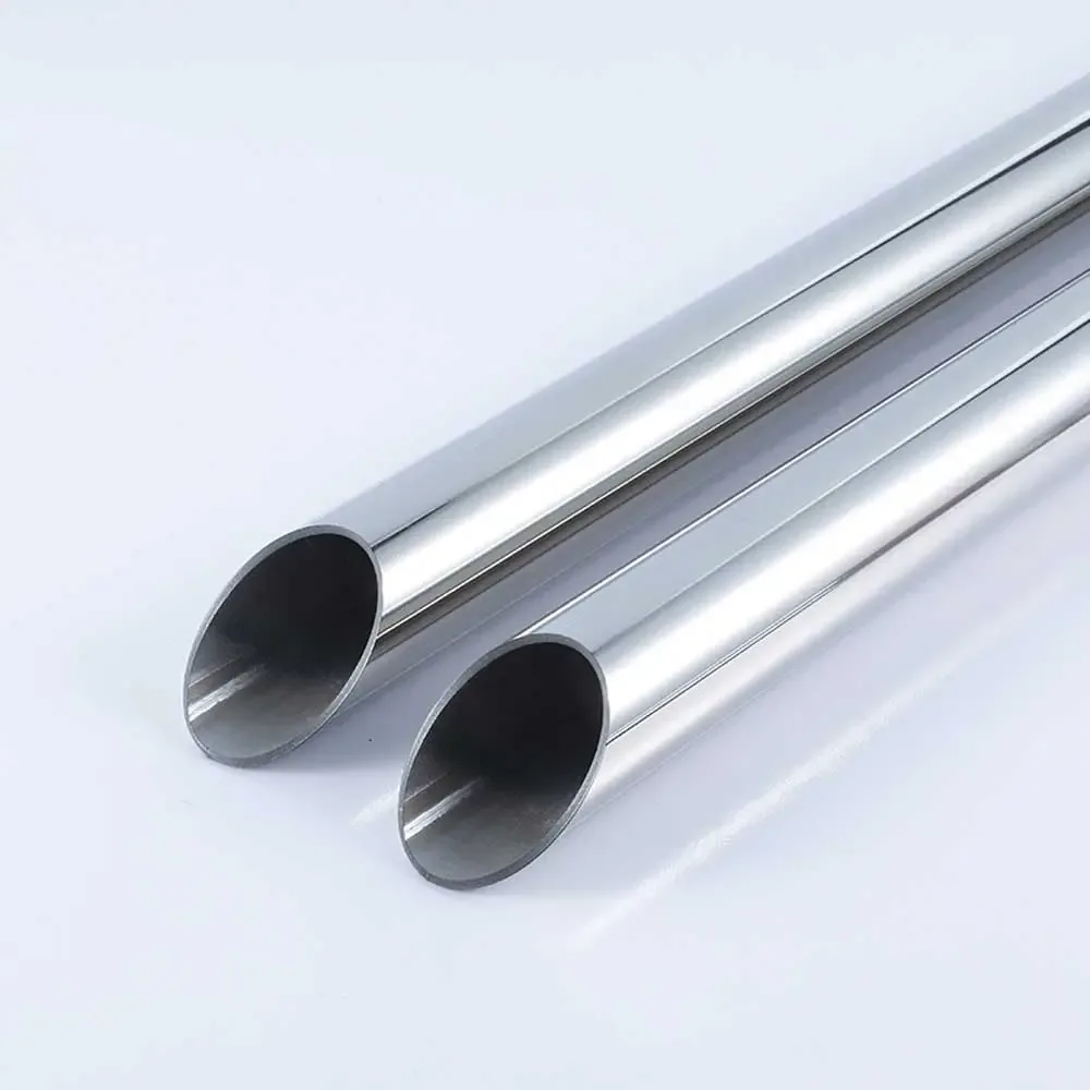 Two polished round stainless steel tubes — Stainless Steel Tubes for Bathroom Hardware & Sanitary Fittings