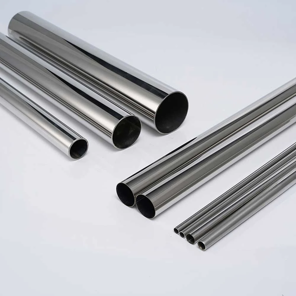 Polished stainless steel round, square and slotted tubes for handrail fabrication