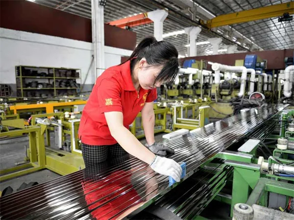 Stainless steel tube surface being polished